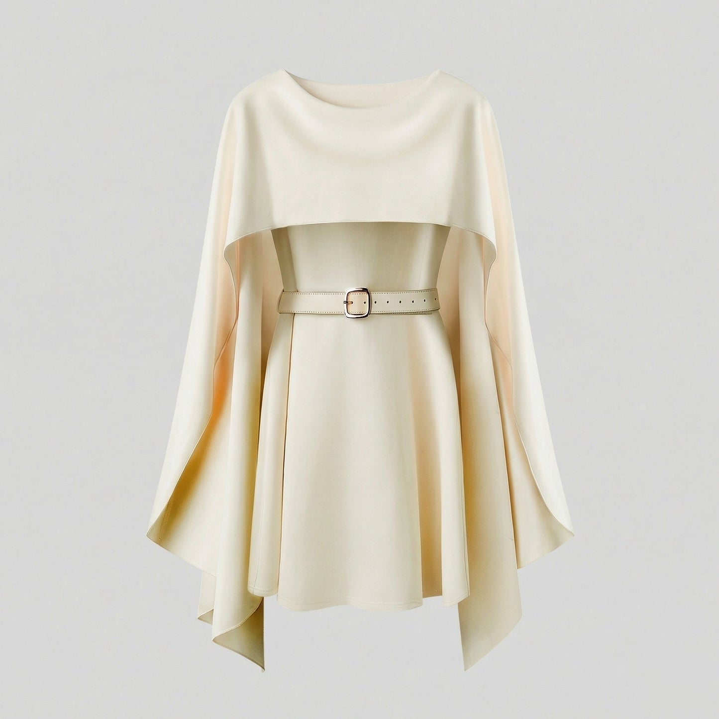Abito Mini Donna con Mantella e Cintura in Vita