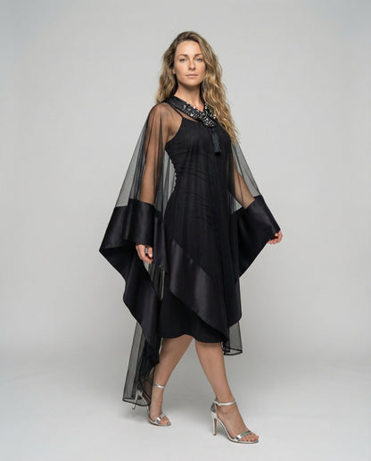 Abito Elegante Donna con Maniche a Mantella - Brentozzi