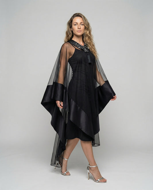 Abito Elegante Donna con Maniche a Mantella - Brentozzi
