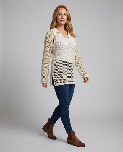 Tunica Donna Leggera in Maglia Rete Scollo Ampio - Brentozzi