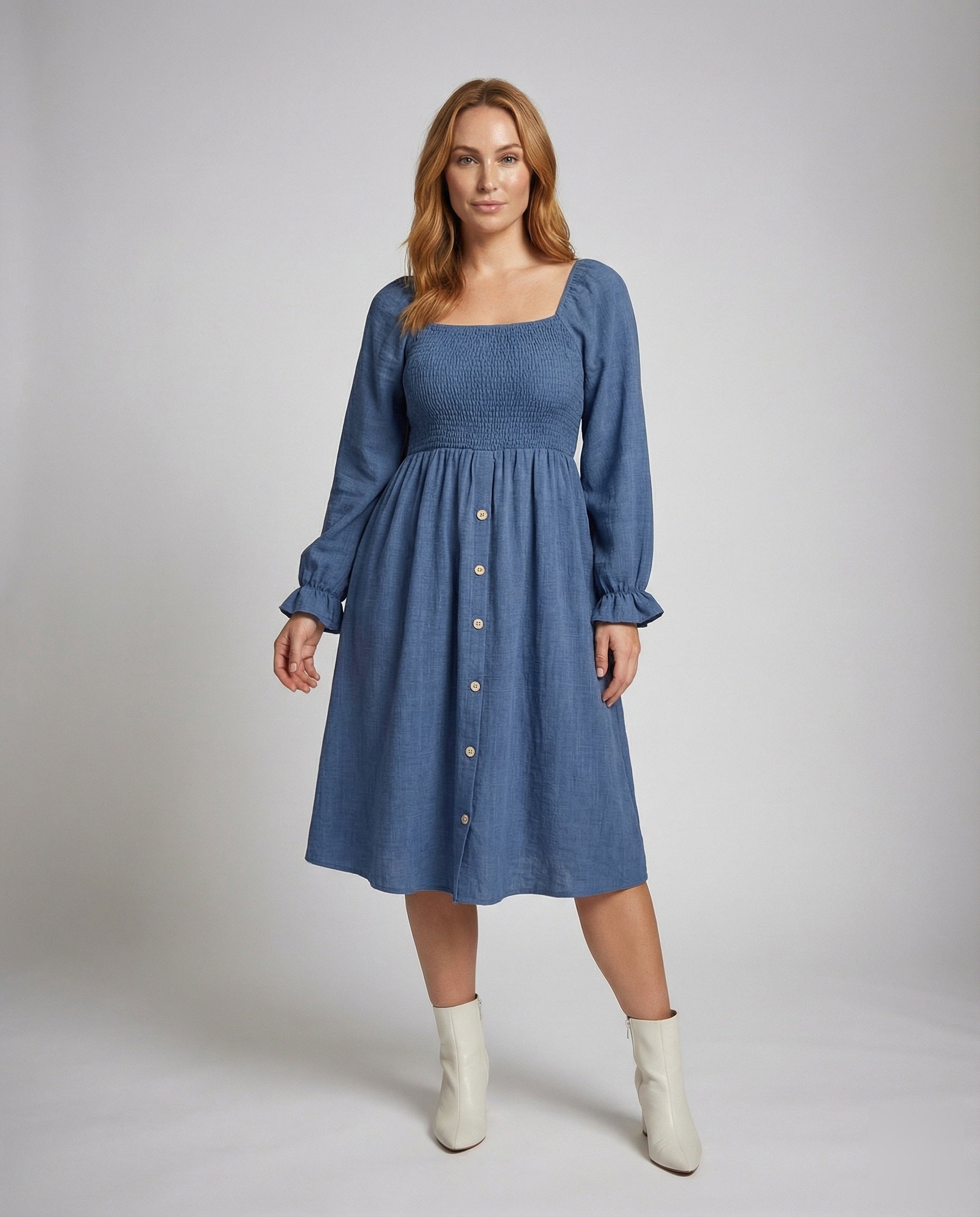 Abito Midi Donna con Corpino Arricciato - Brentozzi
