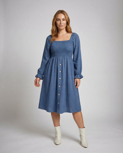 Abito Midi Donna con Corpino Arricciato - Brentozzi