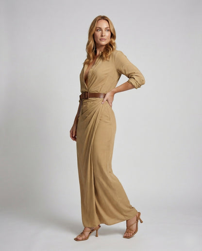 Abito Maxi Donna Scollo a V Vestibilità Slim - Brentozzi