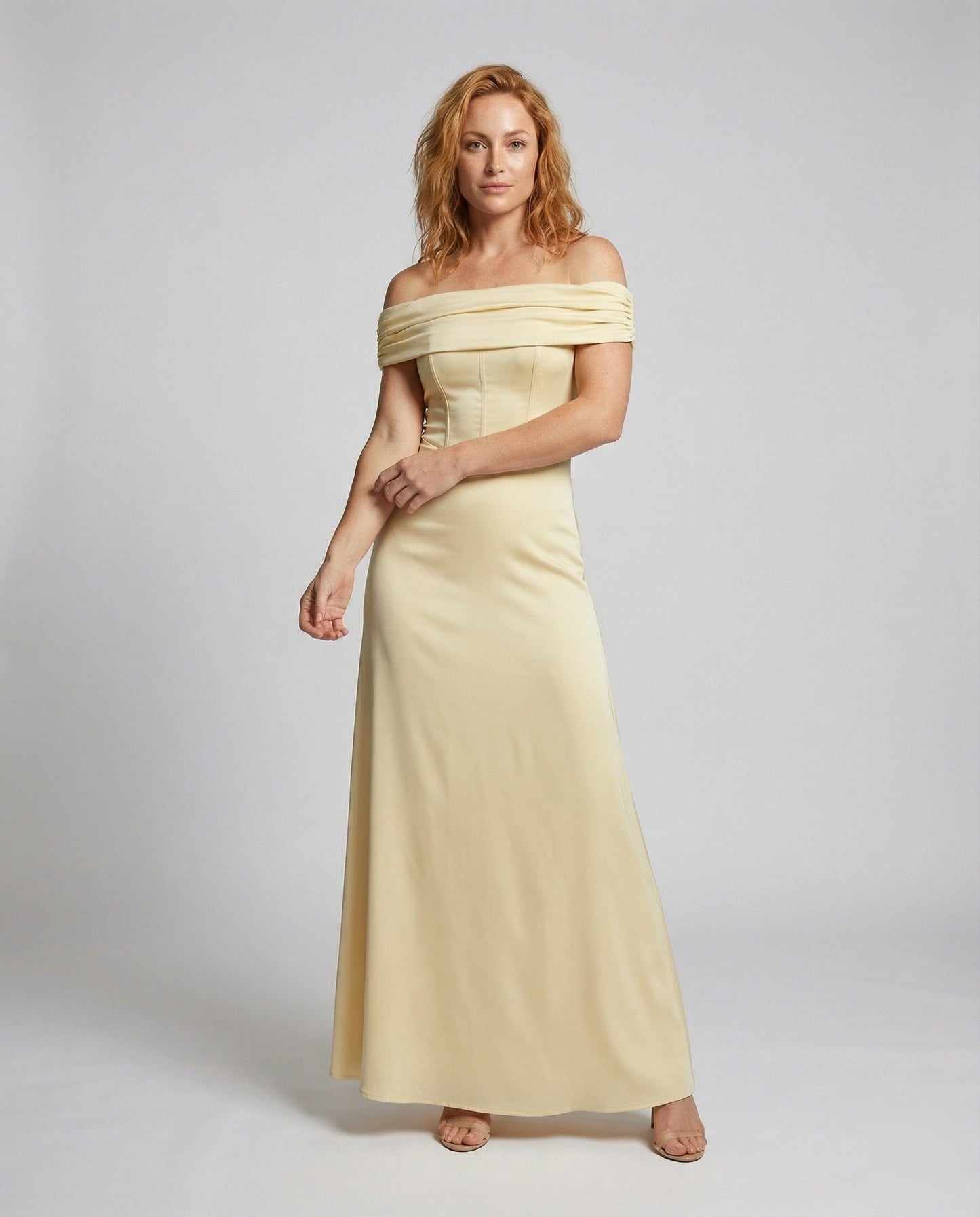 Abito da Sera Donna in Satin Spalle Scoperte con Corpino - Brentozzi