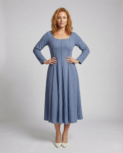 Abito Midi Donna con Cuciture a Principessa Vestibilità Slim - Brentozzi