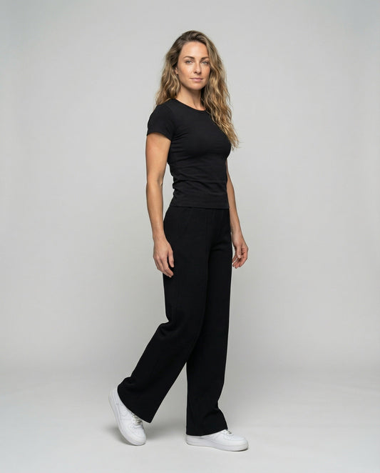 Pantaloni Donna in Tessuto con Cucitura Lunga Ampia - Brentozzi