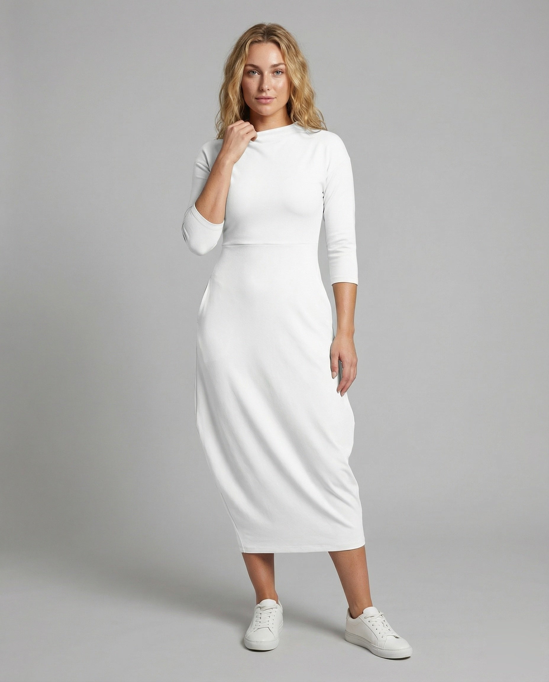 Abito Midi Donna Elegante con Gonna Drappeggiata - Brentozzi