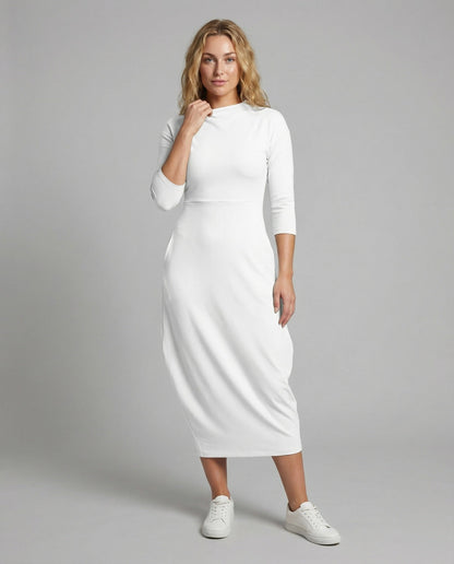 Abito Midi Donna Elegante con Gonna Drappeggiata - Brentozzi