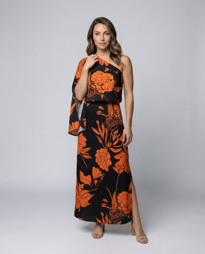 Abito Maxidress Donna Monospalla con Manica Cape - Brentozzi