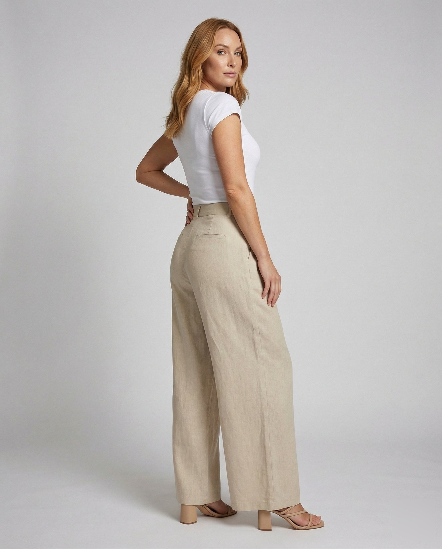 Pantaloni Lino Donna Eleganti Taglio Largo - Brentozzi