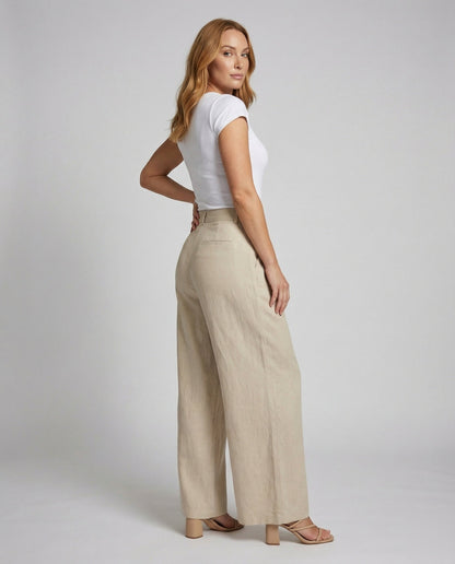 Pantaloni Lino Donna Eleganti Taglio Largo - Brentozzi