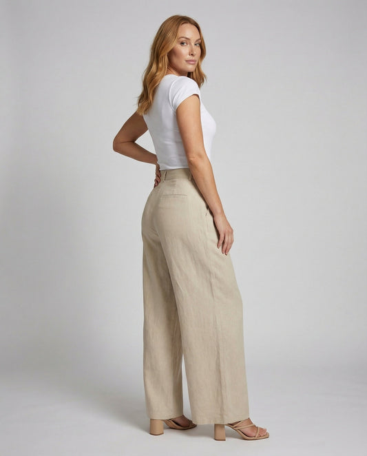 Pantaloni Lino Donna Eleganti Taglio Largo - Brentozzi