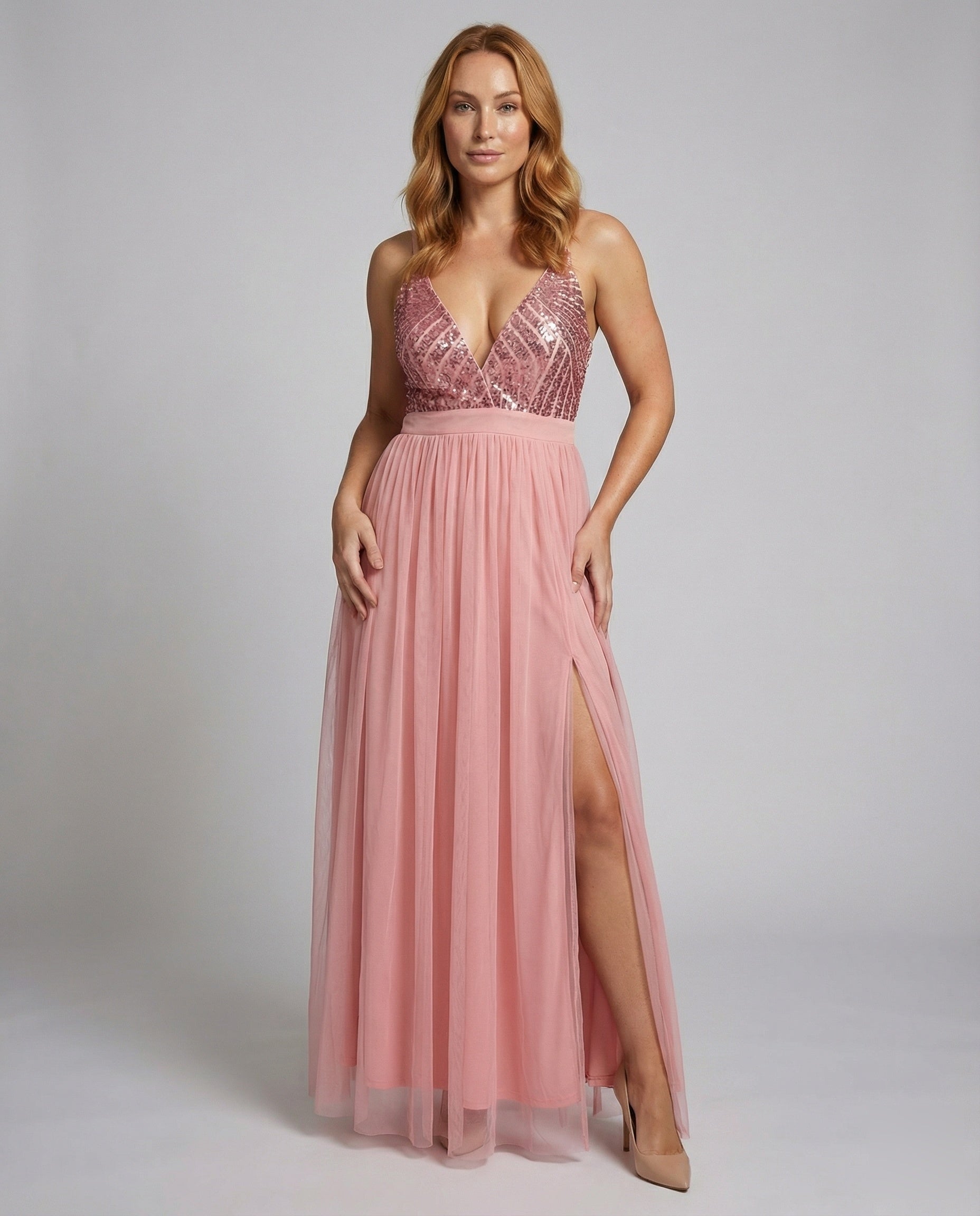 Abito Lungo Donna in Tulle con Bustier a Paillettes - Brentozzi