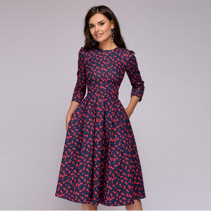 Abito Midi Donna Stampa Floreale Cerimonia