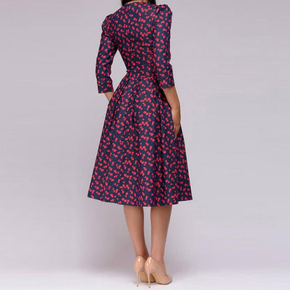 Abito Midi Donna Stampa Floreale Cerimonia