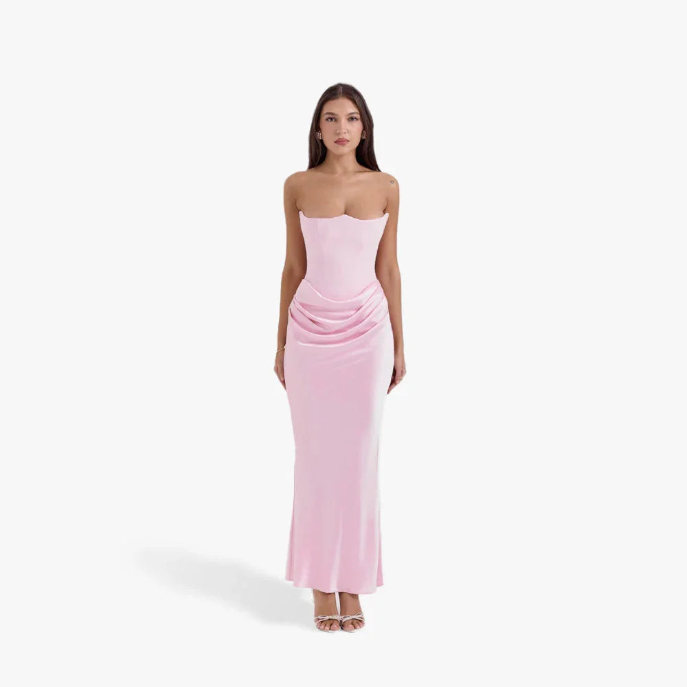 Abito Bustier Donna con Dettagli Drappeggiati Elegante - Vesarelli