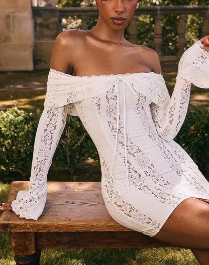 Abito Corto Donna in Pizzo Spalle Scoperte - Vesarelli
