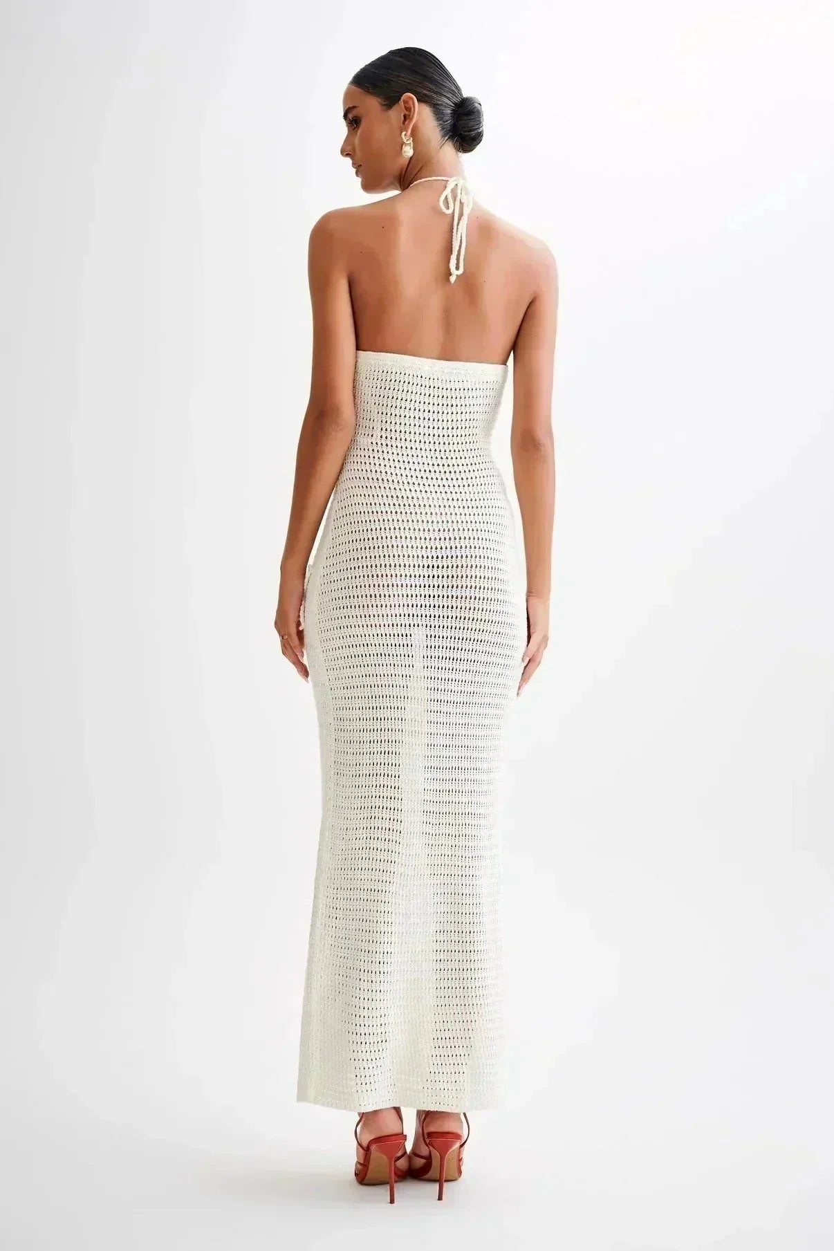 Robe en crochet pour femme avec motifs floraux et col unique, fabriquée en coton léger, parfaite pour les occasions…