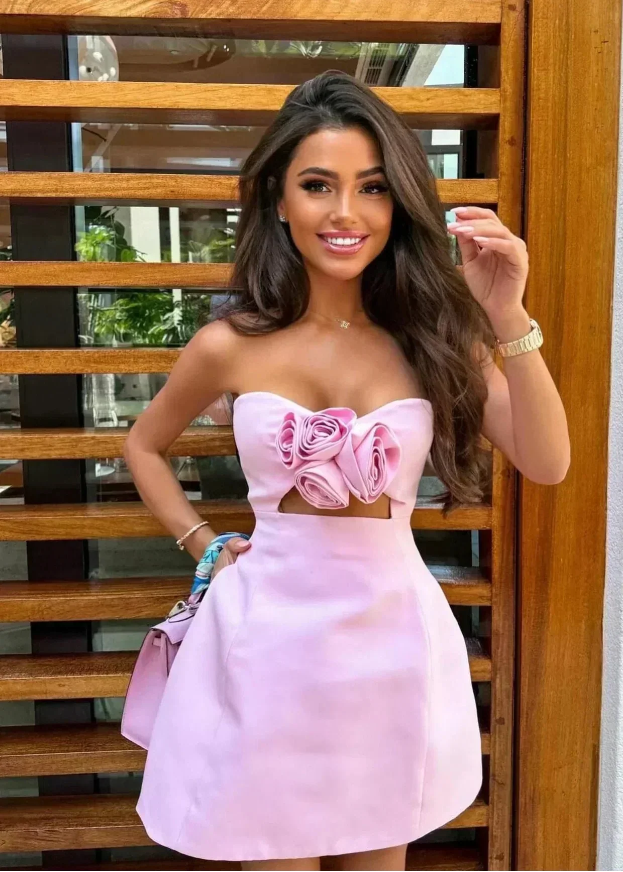 Abito Corto Donna Sera Fiori Bustier - Vesarelli