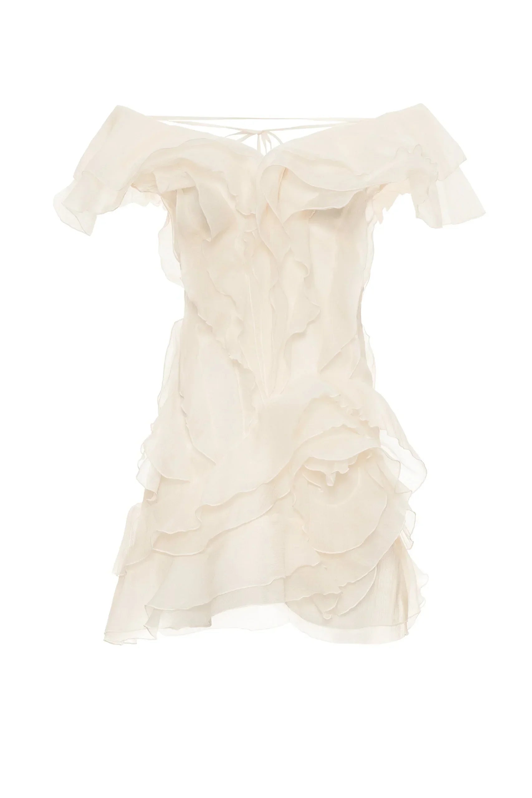 Robe d'été blanche pour femme en ivoire, avec volants délicats et tissu léger, idéale pour des journées ensoleillées.