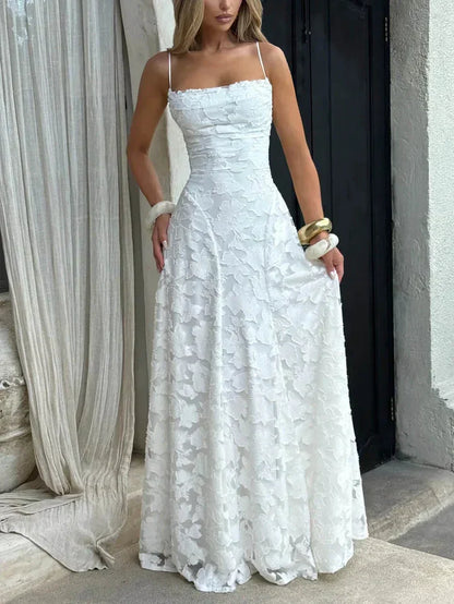 Abito Lungo Donna Bretelle Sottili Stampa Floreale - Vesarelli