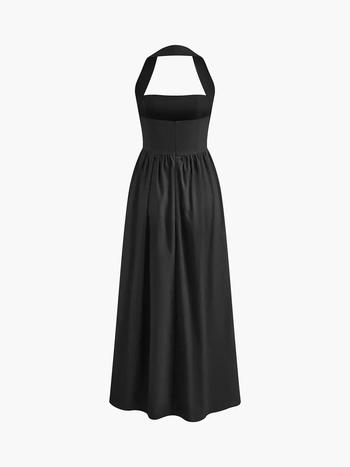 Robe longue femme col carré en coton léger, avec poches intégrées pour un style pratique et élégant.