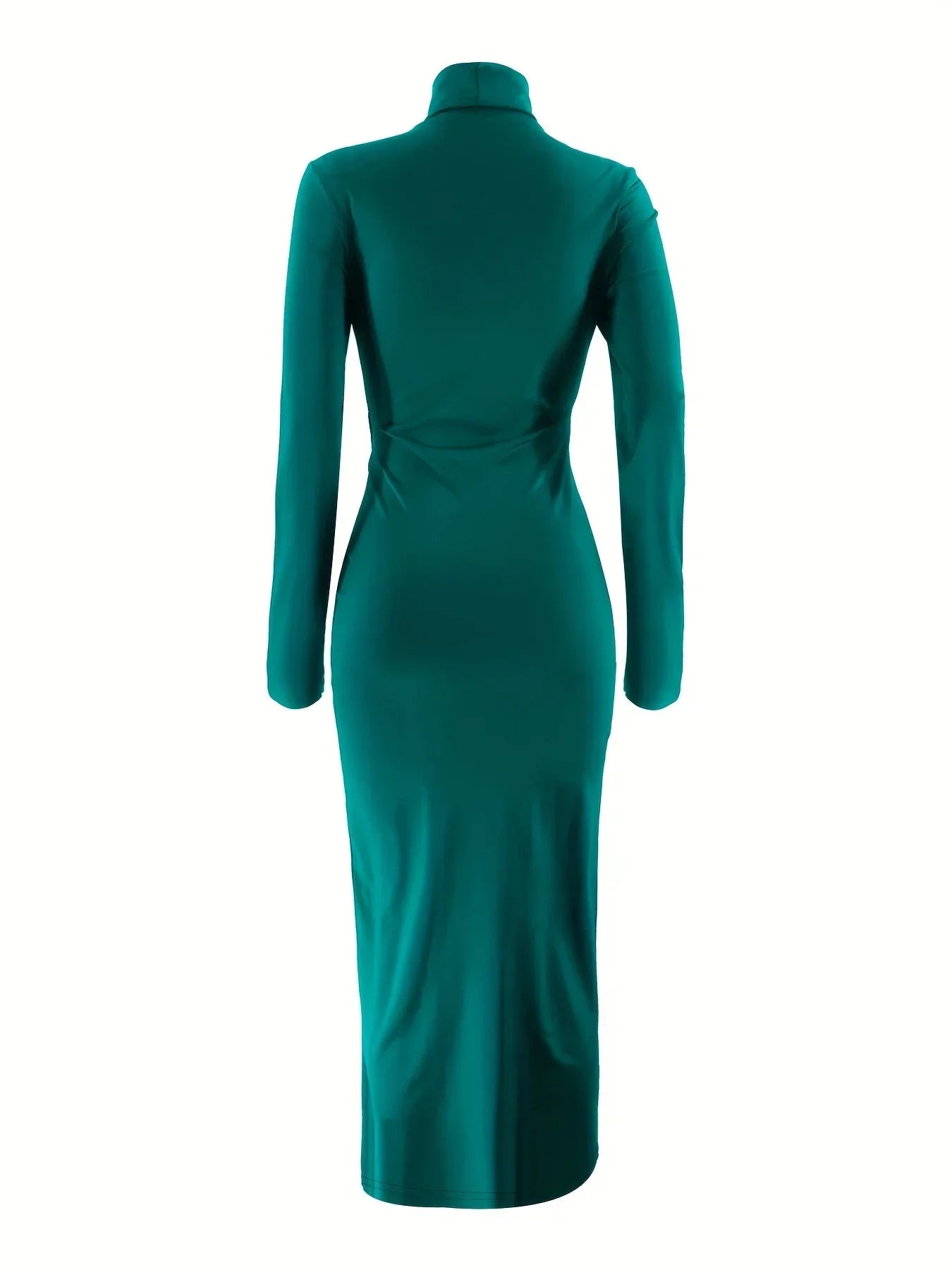 Robe longue femme en tissu fluide, col haut, design élégant pour soirées et événements, parfaite pour un style raffiné.