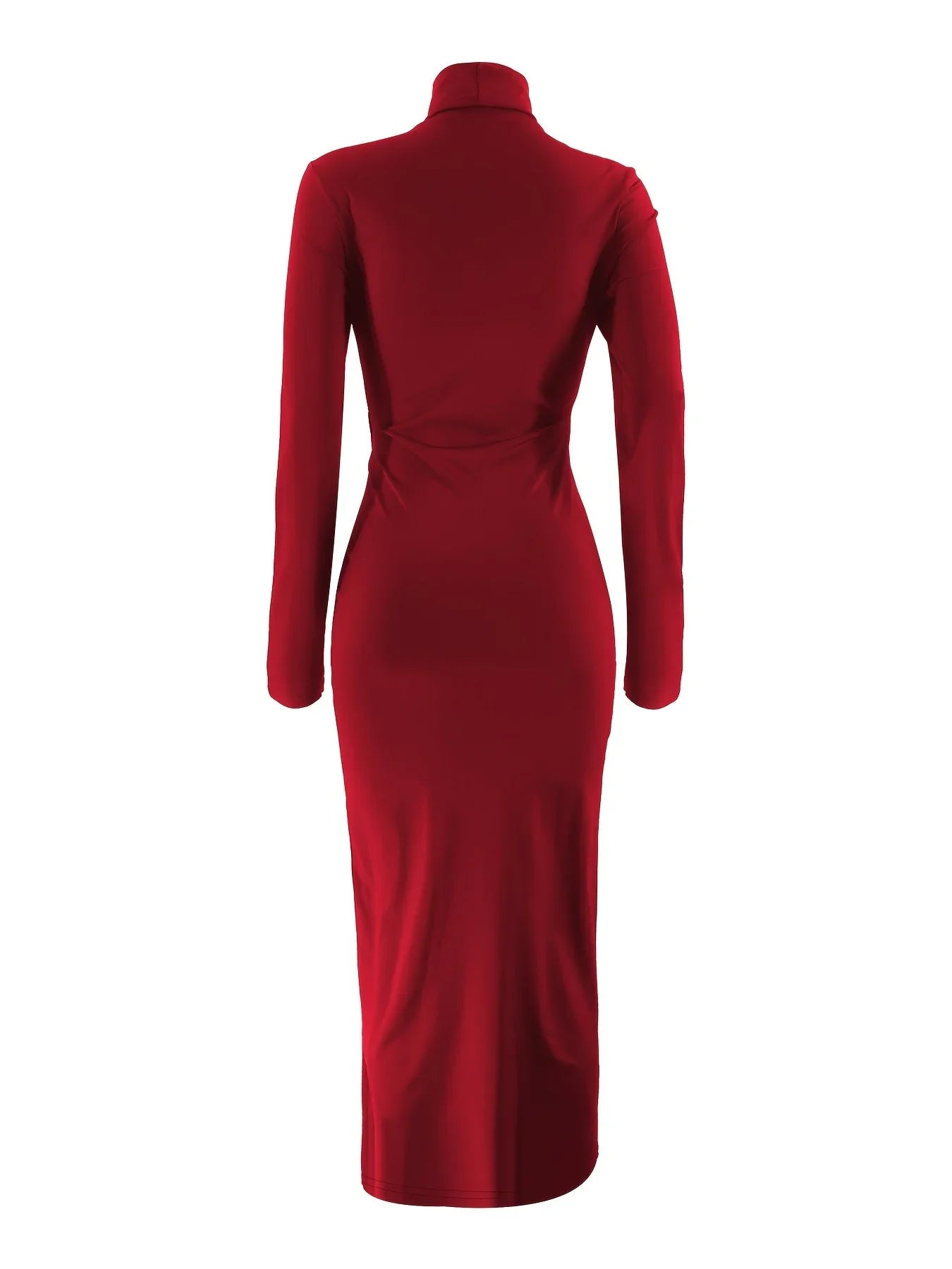 Robe longue femme col haut en satin, avec une silhouette fluide et des détails élégants pour soirées et événements spéciaux.