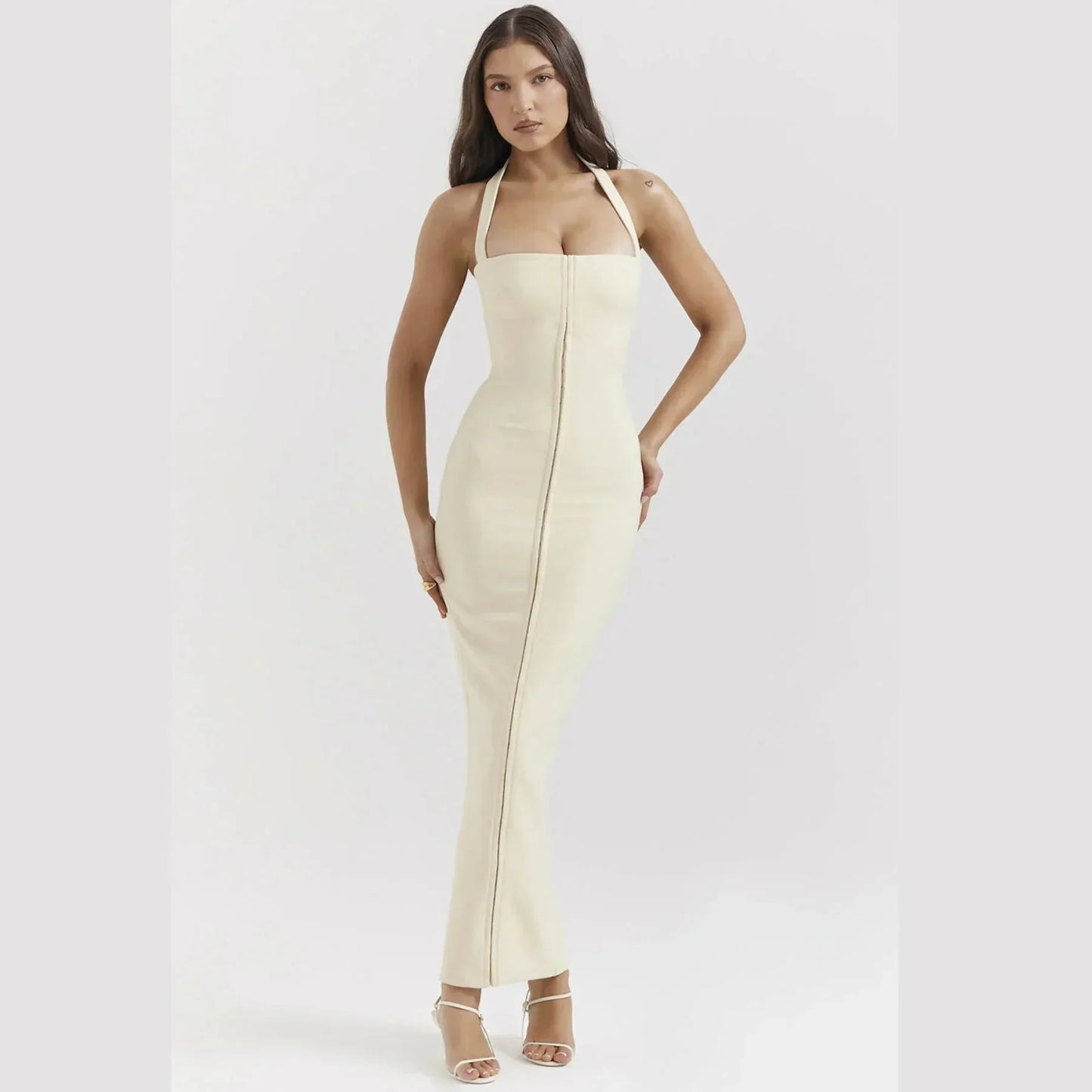Abito Lungo Donna Zip Frontale Vestibilità Slim - Vesarelli