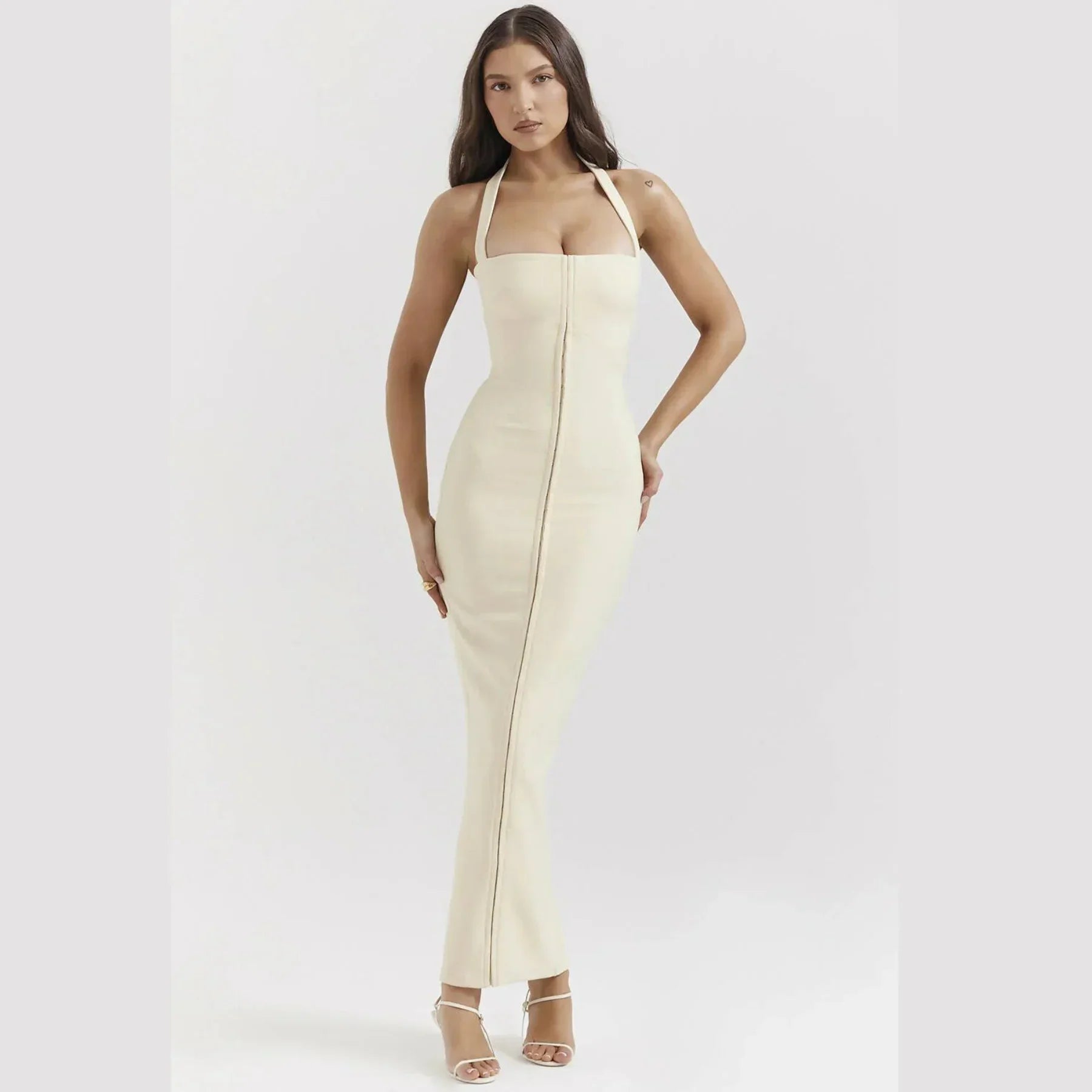 Abito Lungo Donna Zip Frontale Vestibilità Slim - Vesarelli