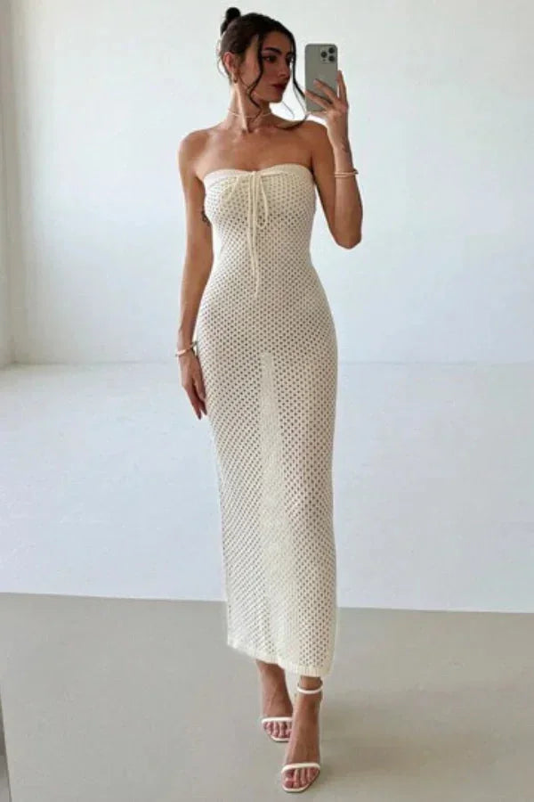 Abito Lungo Donna in Crochet Bustier Slim - Vesarelli