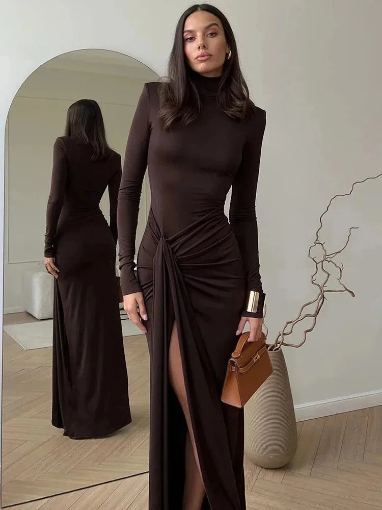 Abito Maxi Donna Collo Alto Manica Lunga - Vesarelli