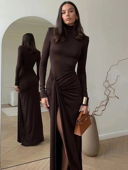 Abito Maxi Donna Collo Alto Manica Lunga - Vesarelli