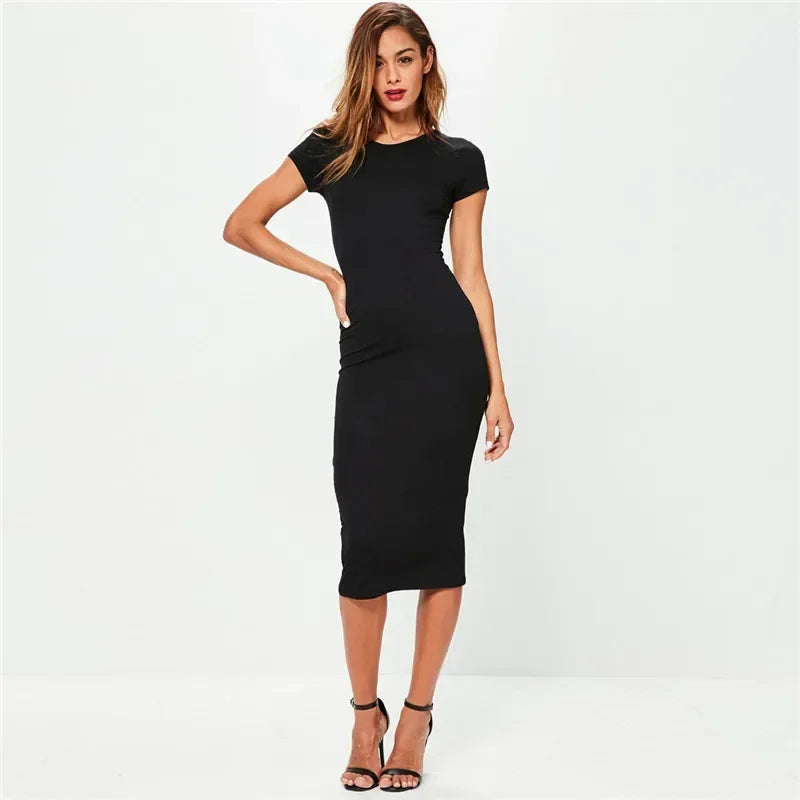 Abito Midi Donna Manica Corta Slim Fit - Vesarelli