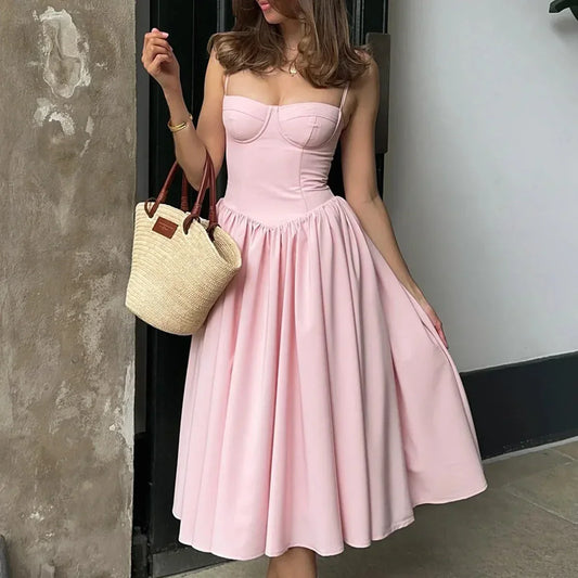 Abito Midi Donna Bustier Bretelle Estive - Vesarelli