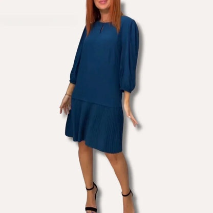 Abito Corto Donna Plissé Manica Lunga Elegante - Vesarelli