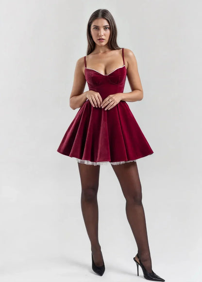 Abito Corto Donna Bretelle Scollo Schiena Scoperta - Vesarelli