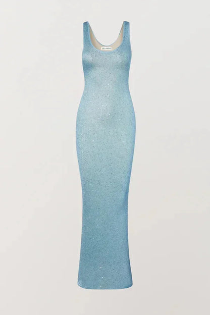 Robe sans manches en sequins, ajustée, disponible en plusieurs couleurs pour soirées, idéale pour un look élégant.