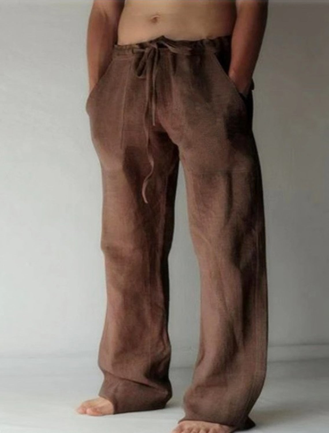 Pantaloni Lino Uomo Lunghezza Regolare