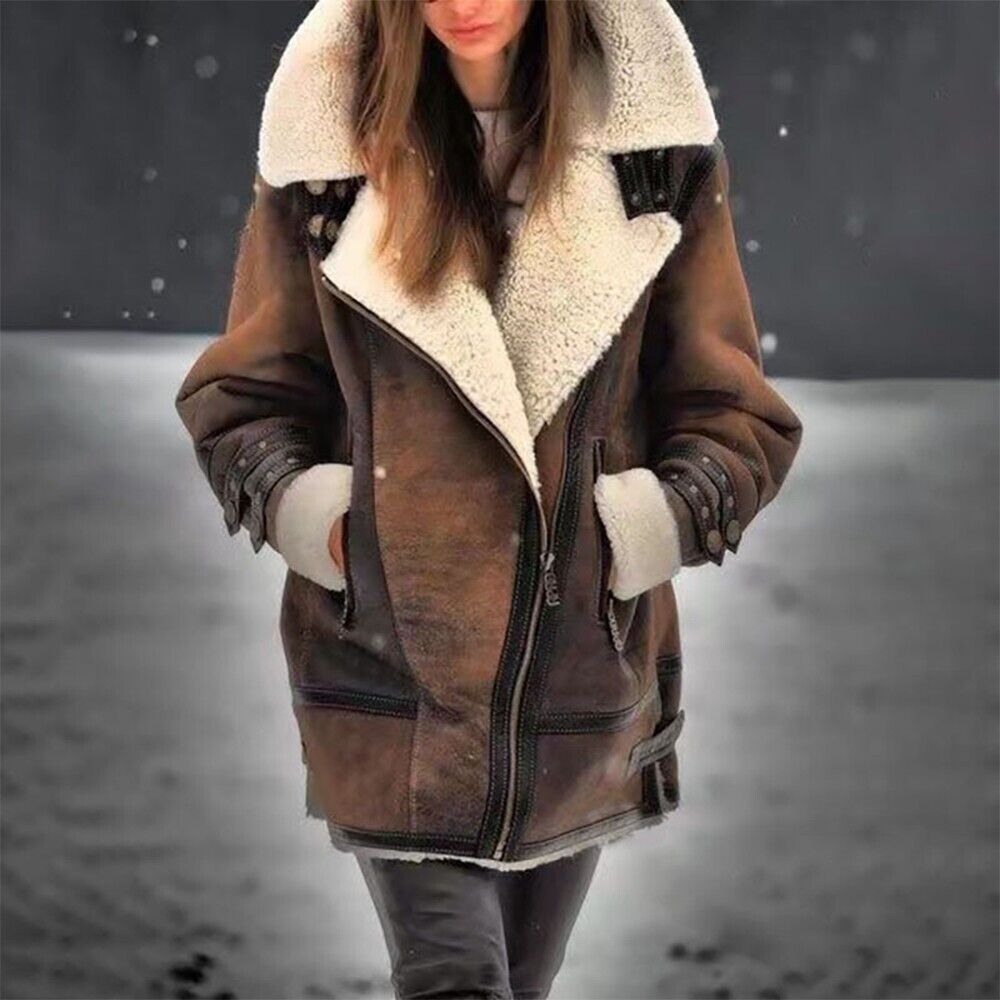 Giacca Aviator Donna in Shearling Calda e Imbottita Invernale - Brentozzi