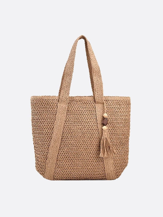 Borsa Tote Donna in Paglia con Zip Tracolla e Tasca Interna - Brentozzi