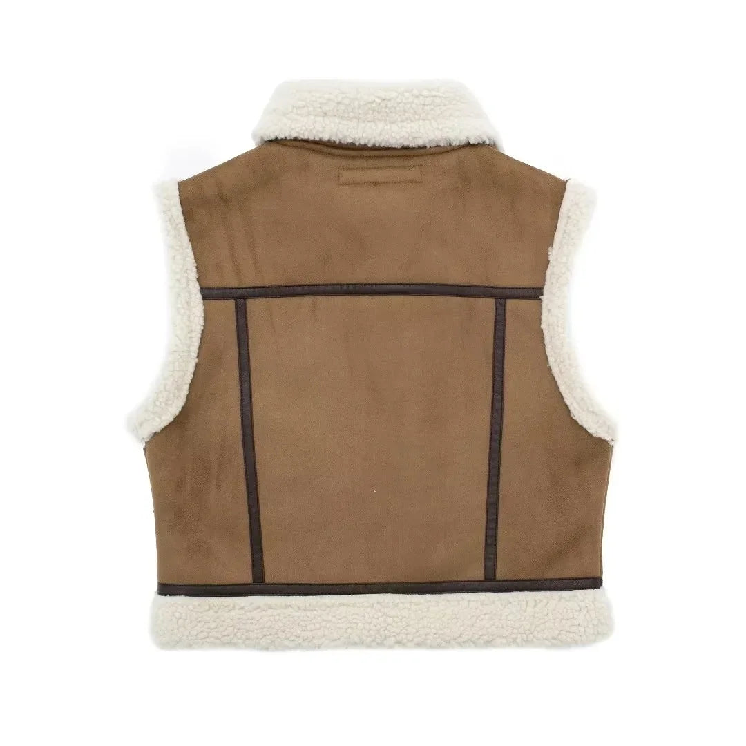 Gilet Donna Imbottito con Fodera in Shearling Senza Maniche