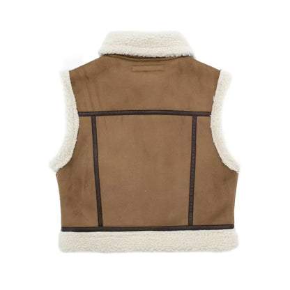 Gilet Donna Imbottito con Fodera in Shearling Senza Maniche