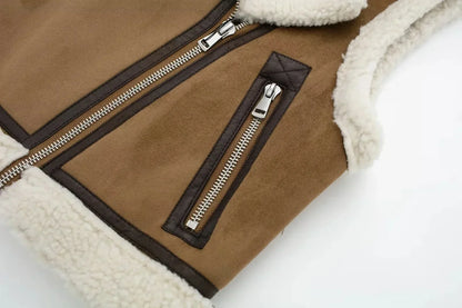 Gilet Donna Imbottito con Fodera in Shearling Senza Maniche