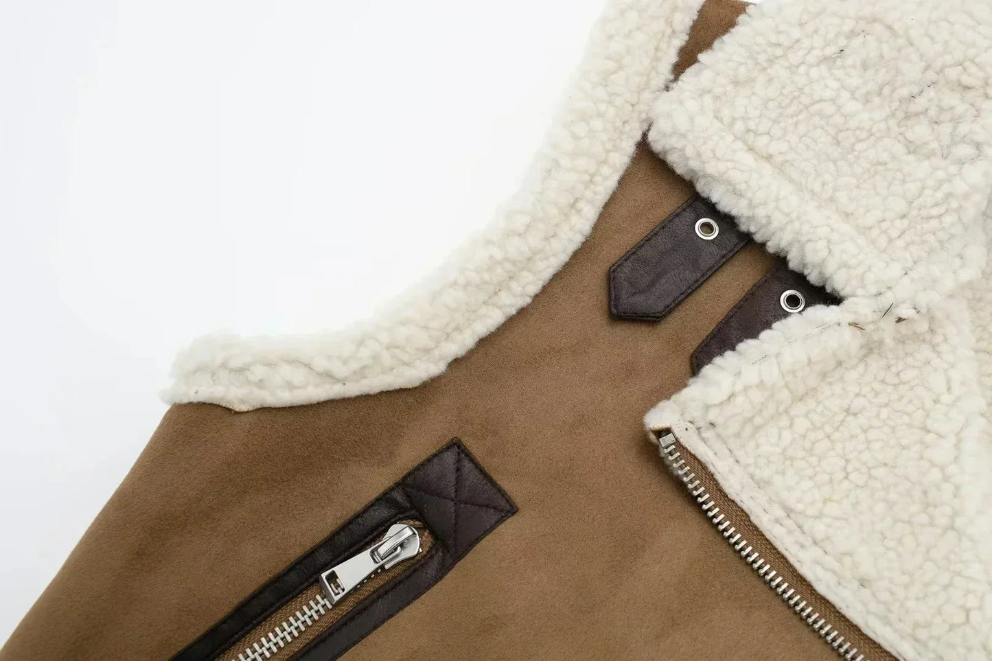 Gilet Donna Imbottito con Fodera in Shearling Senza Maniche