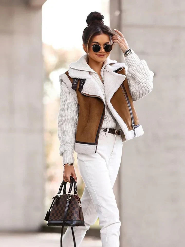 Gilet Donna Imbottito con Fodera in Shearling Senza Maniche - Brentozzi