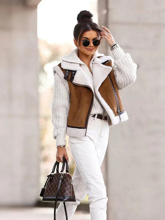 Gilet Donna Imbottito con Fodera in Shearling Senza Maniche - Brentozzi