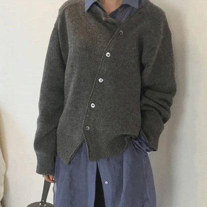 Cardigan Donna Asimmetrico in Maglia con Bottoni - Brentozzi