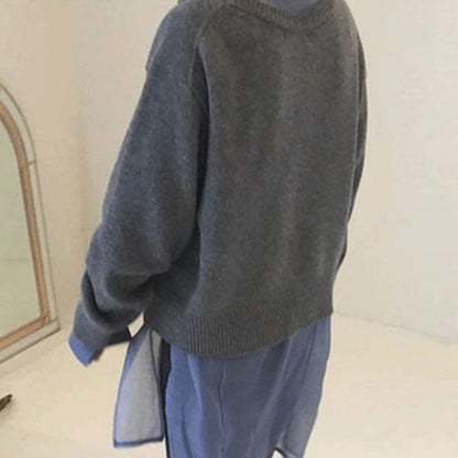 Cardigan Donna Asimmetrico in Maglia con Bottoni