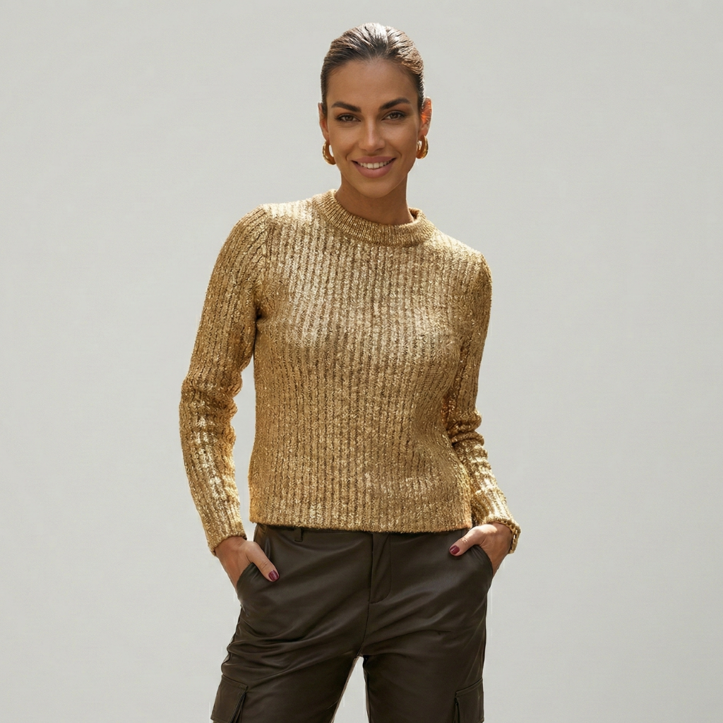 Maglione Donna Lurex Manica Lunga Slim - Vesarelli